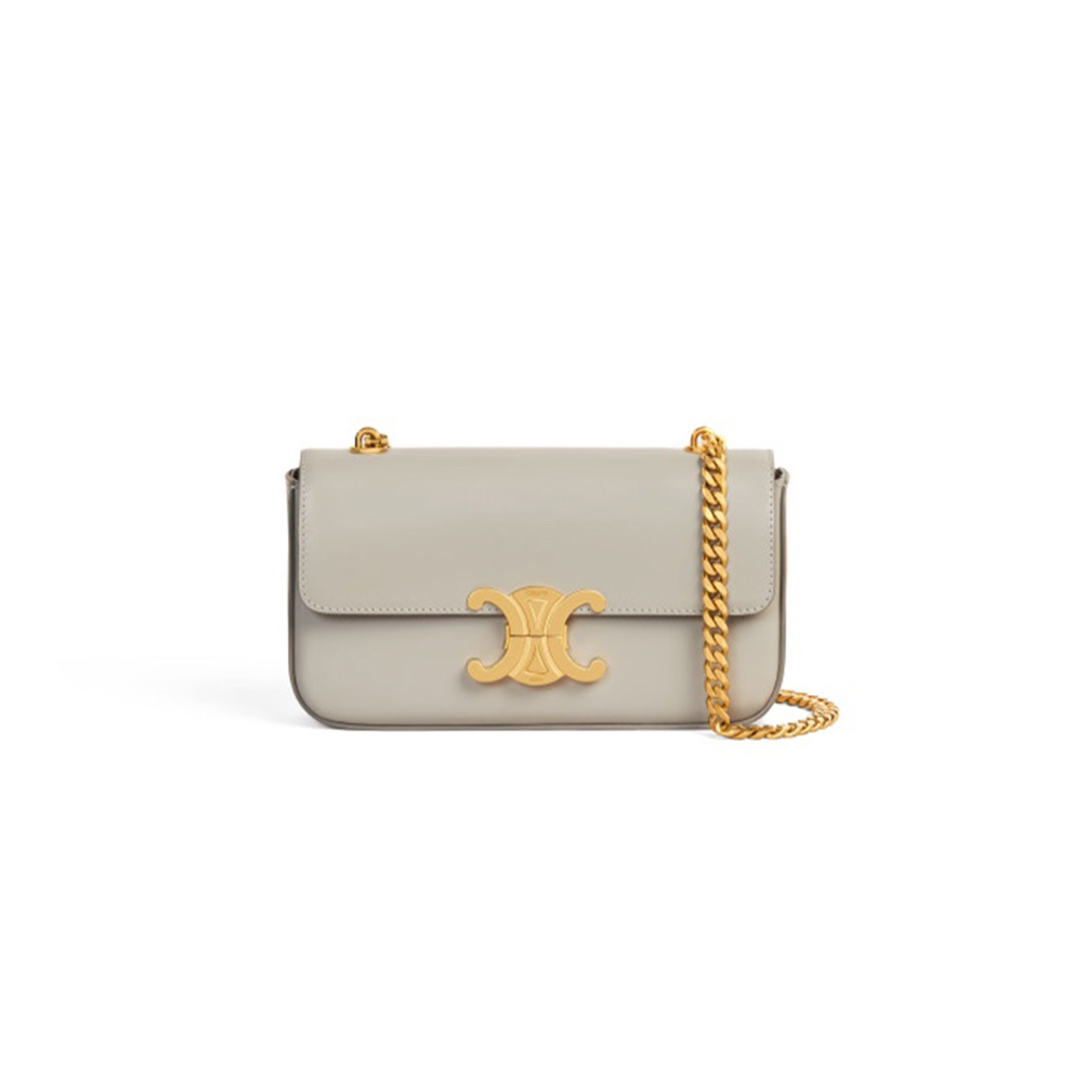CELINE CHAIN SHOULDER BAG CLAUDE IN SHINY CALFSKIN 197993BF4.10PY (20.5*11.5*4cm)